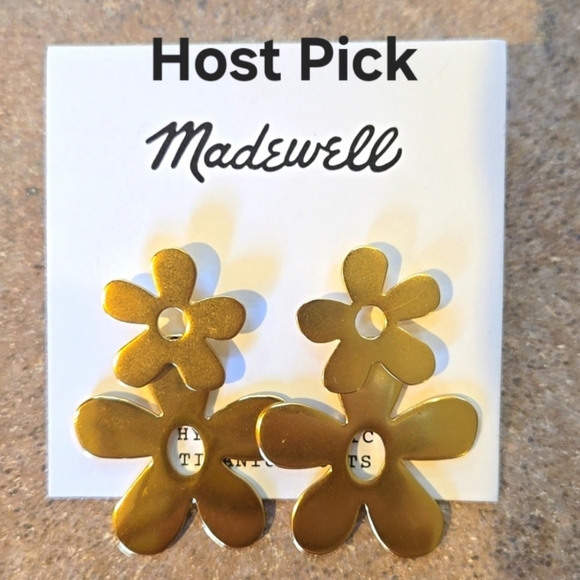 Madewell Jewelry - NEW Madewell Dangle Flower Power Vintage Gold Earrings